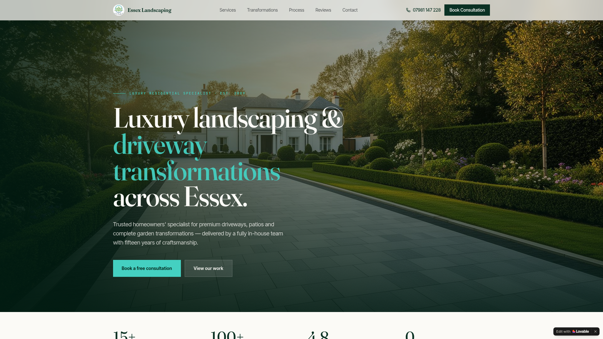 Essex Landscaping website